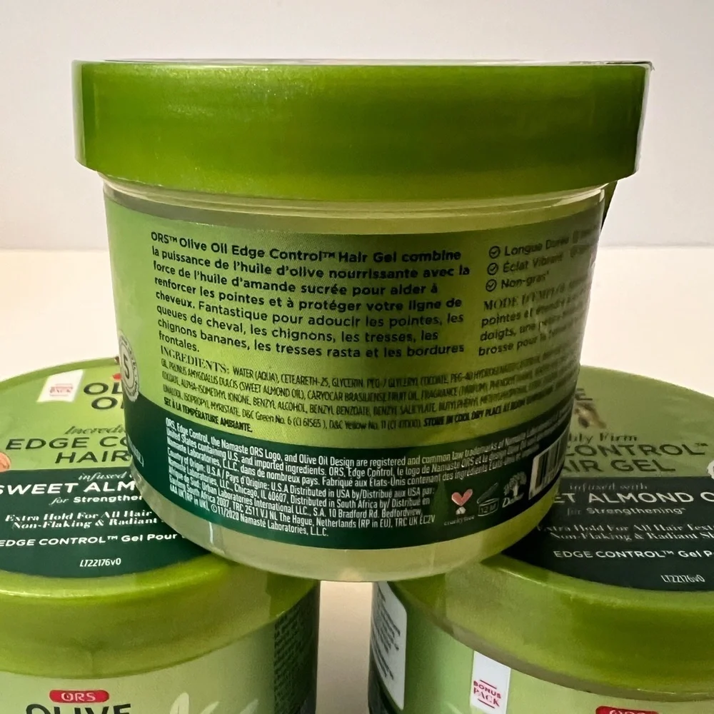 Olive Oil Edge Control Hair Gel - Green Qty 3